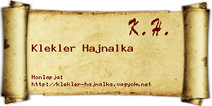 Klekler Hajnalka névjegykártya